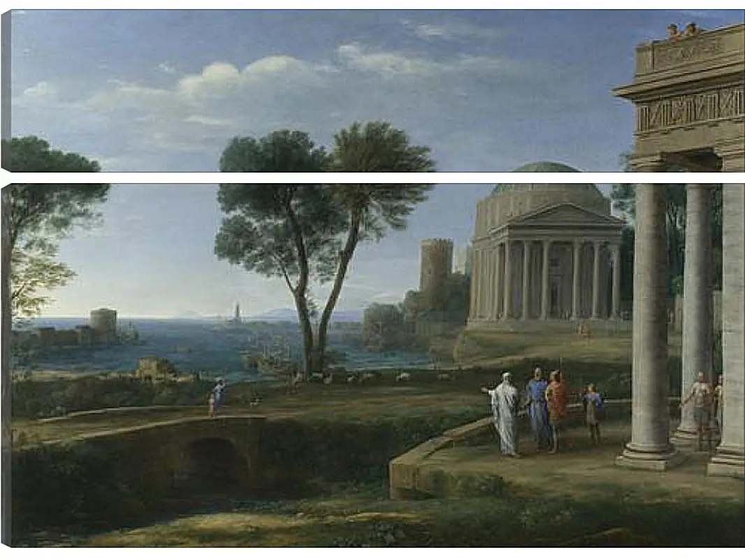Модульная картина - Landscape with Aeneas at Delos. Лоррен Клод