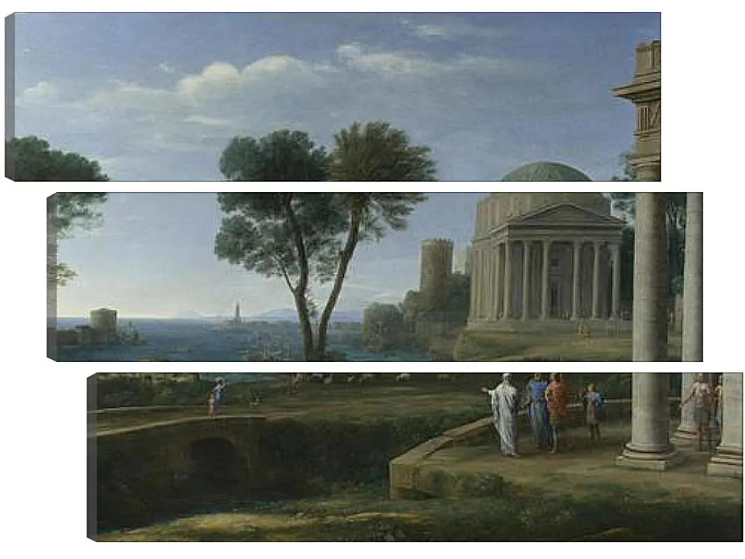 Модульная картина - Landscape with Aeneas at Delos. Лоррен Клод