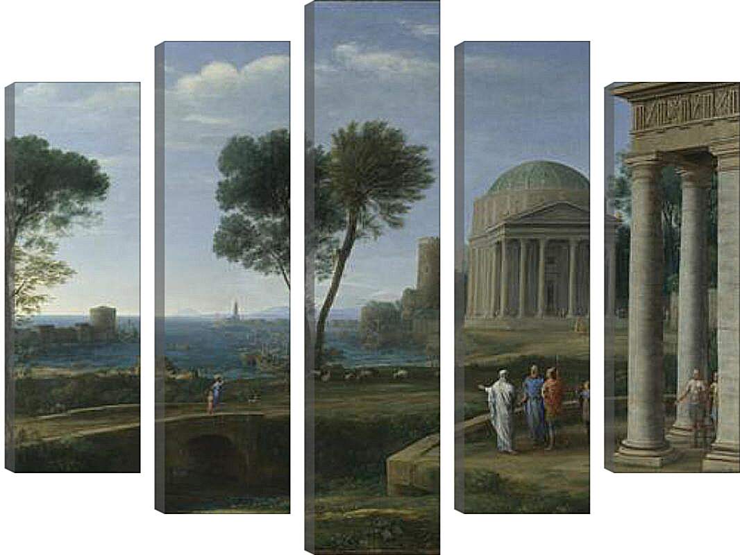 Модульная картина - Landscape with Aeneas at Delos. Лоррен Клод