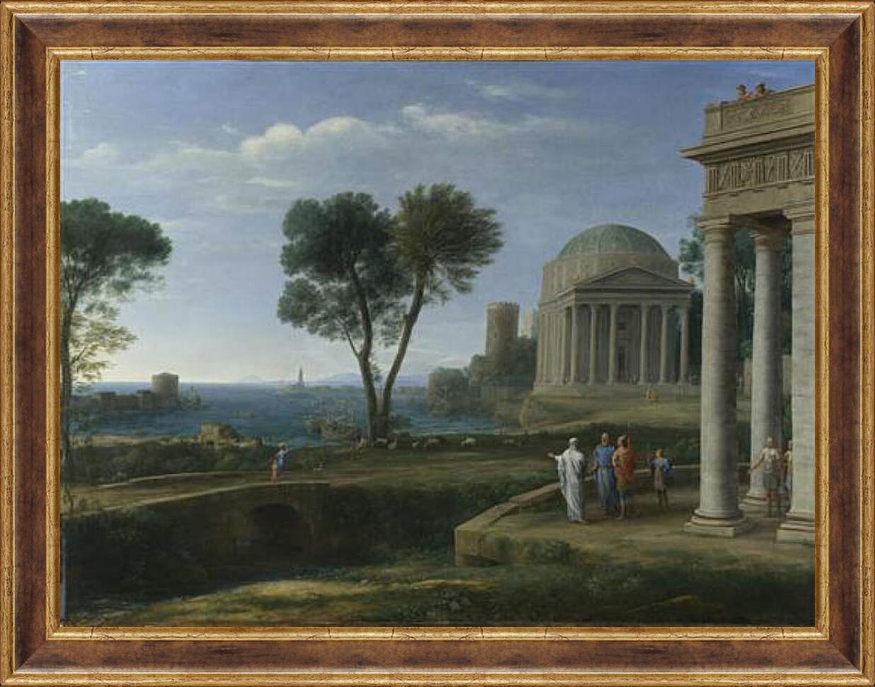 Картина в раме - Landscape with Aeneas at Delos. Лоррен Клод