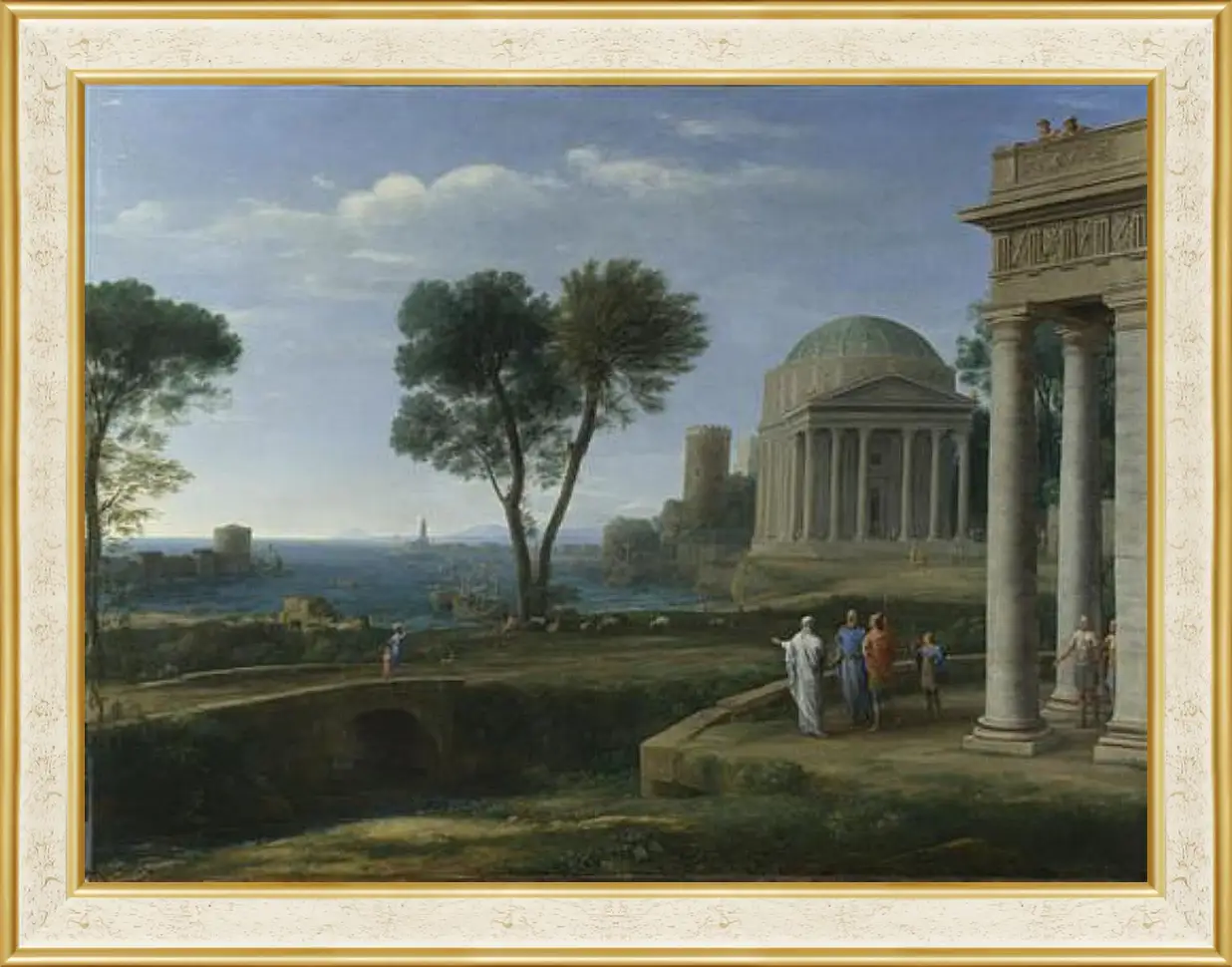 Картина в раме - Landscape with Aeneas at Delos. Лоррен Клод