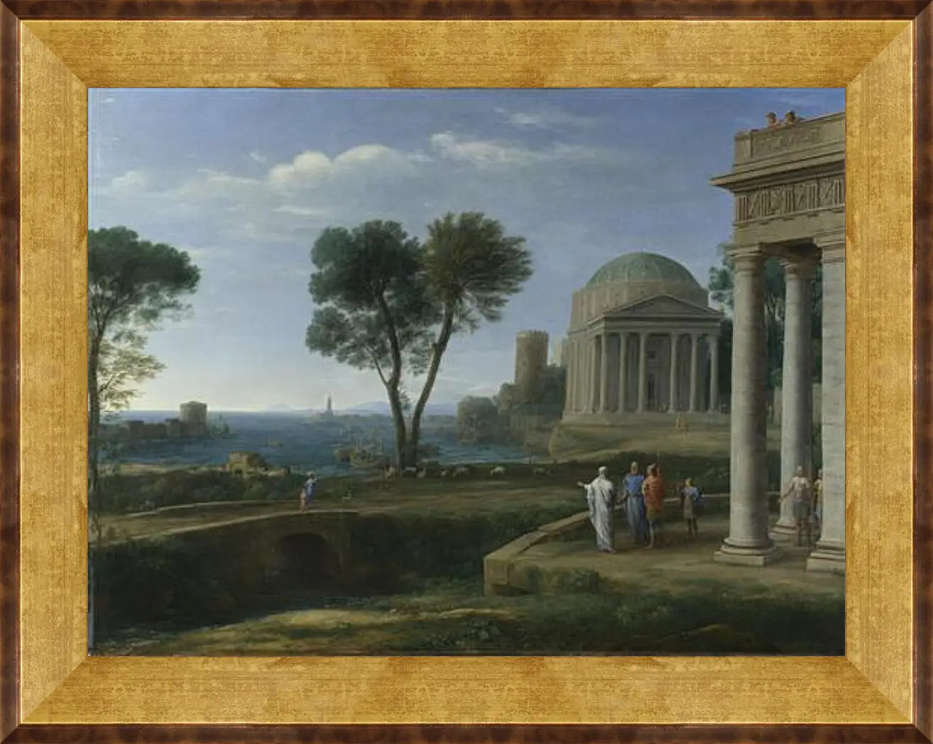 Картина в раме - Landscape with Aeneas at Delos. Лоррен Клод