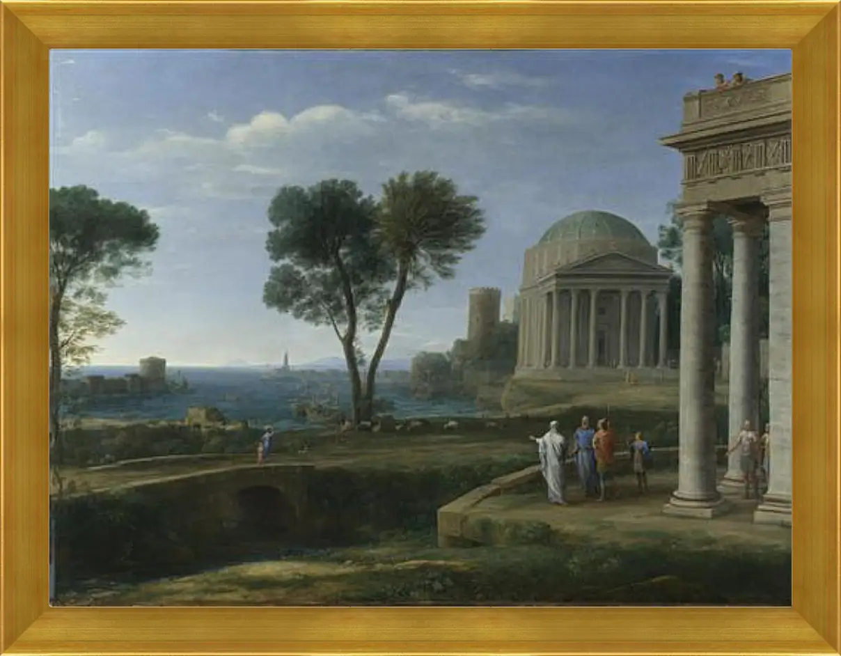 Картина в раме - Landscape with Aeneas at Delos. Лоррен Клод