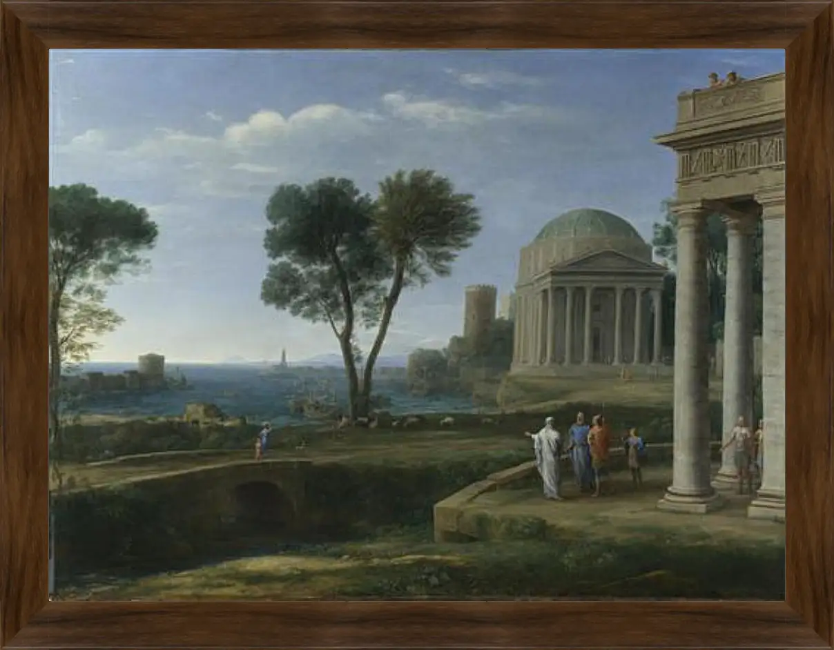 Картина в раме - Landscape with Aeneas at Delos. Лоррен Клод