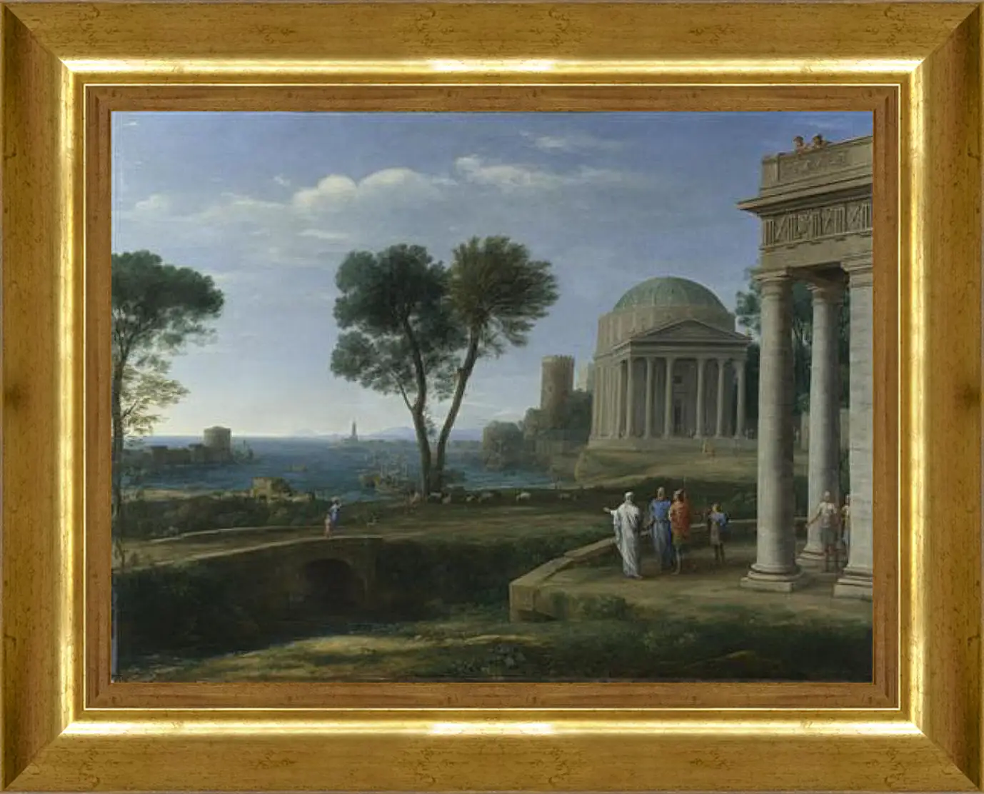 Картина в раме - Landscape with Aeneas at Delos. Лоррен Клод