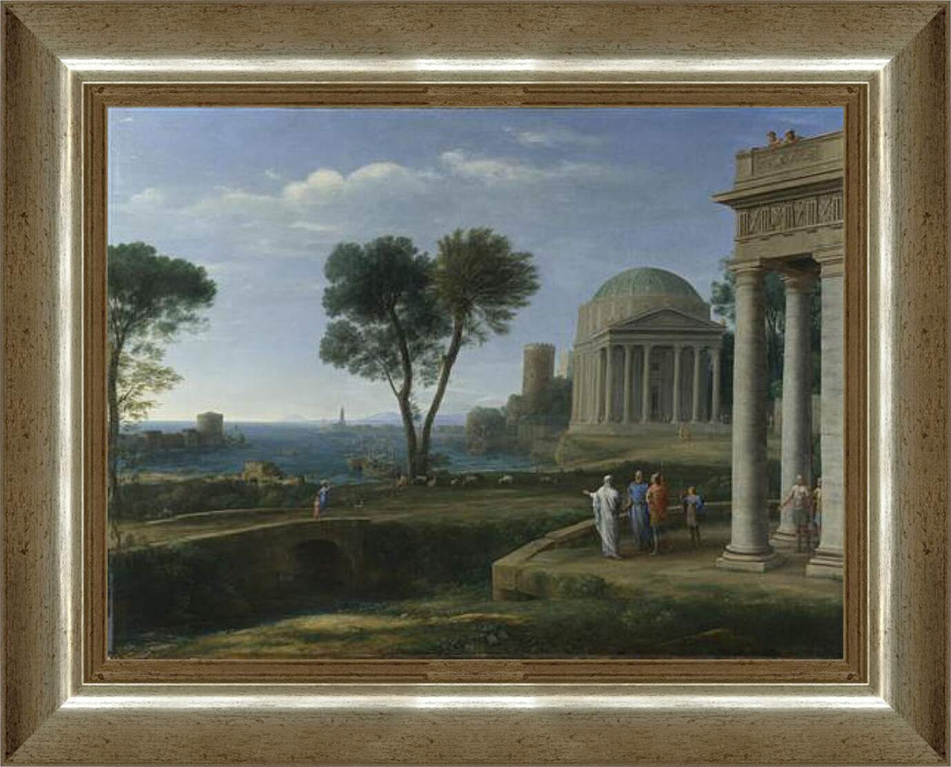 Картина в раме - Landscape with Aeneas at Delos. Лоррен Клод