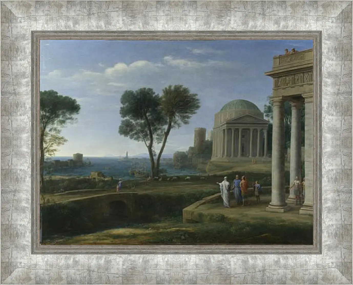 Картина в раме - Landscape with Aeneas at Delos. Лоррен Клод