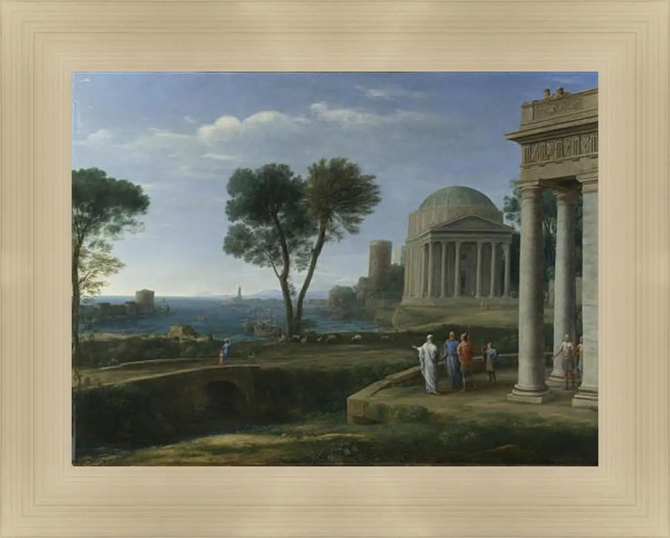 Картина в раме - Landscape with Aeneas at Delos. Лоррен Клод