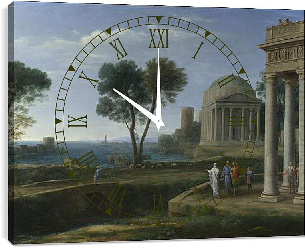 Часы картина - Landscape with Aeneas at Delos. Лоррен Клод