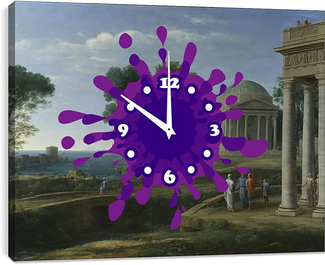 Часы картина - Landscape with Aeneas at Delos. Лоррен Клод