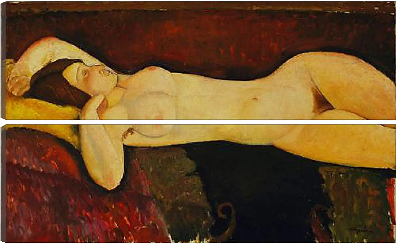 Модульная картина - Reclining Nude. Лежащая обнажённая 2. Амедео Модильяни