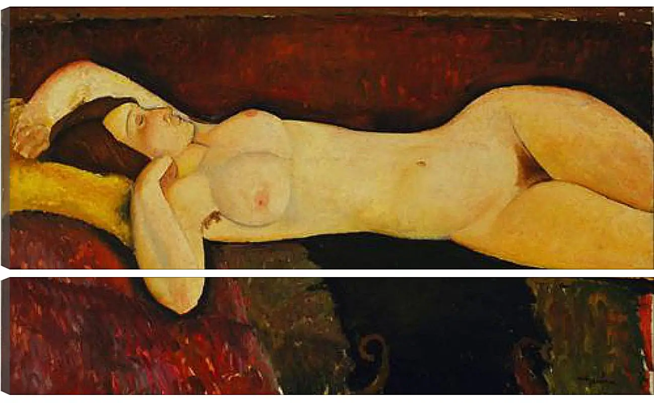 Модульная картина - Reclining Nude. Лежащая обнажённая 2. Амедео Модильяни