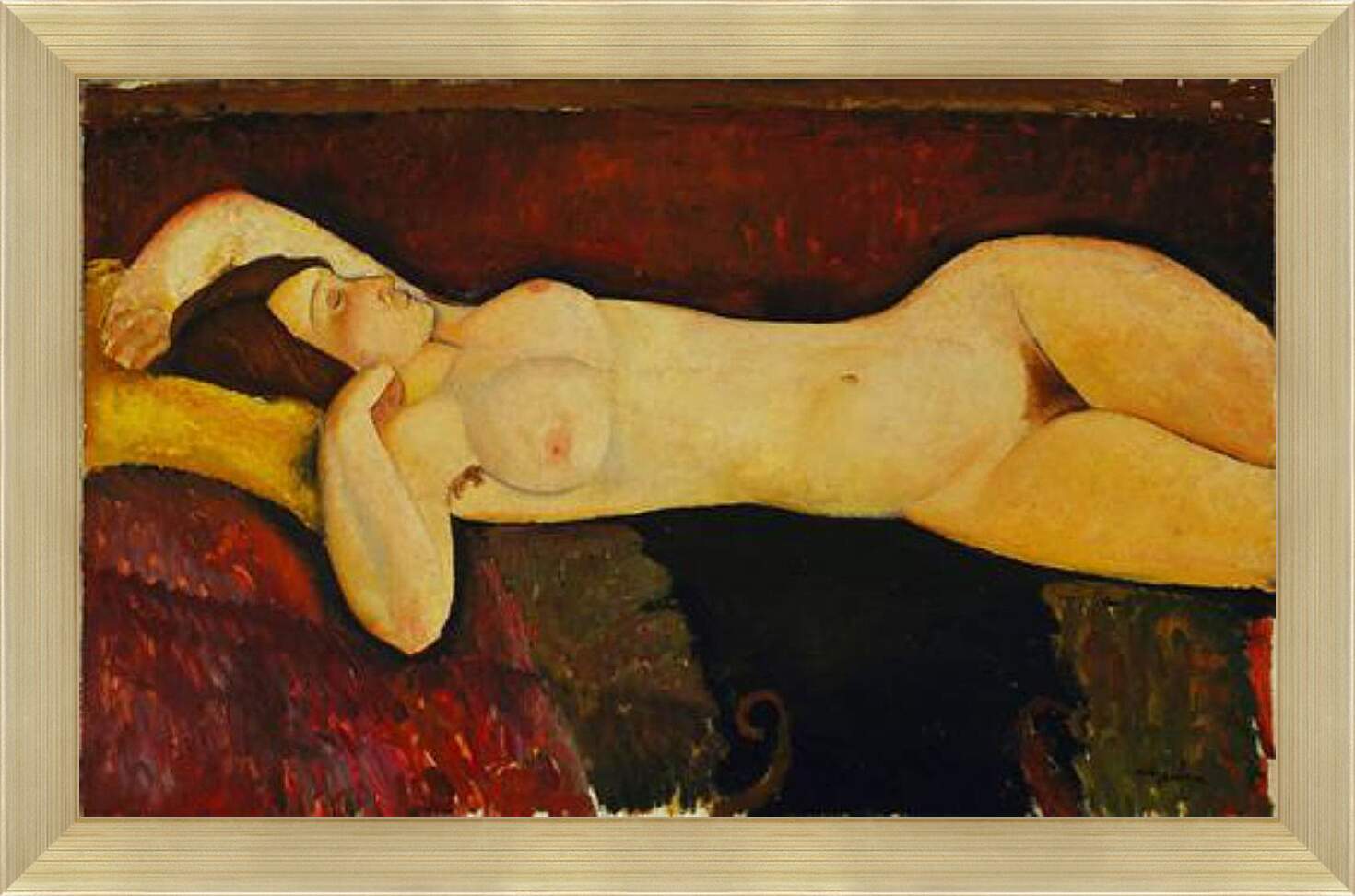 Картина в раме - Reclining Nude. Лежащая обнажённая 2. Амедео Модильяни