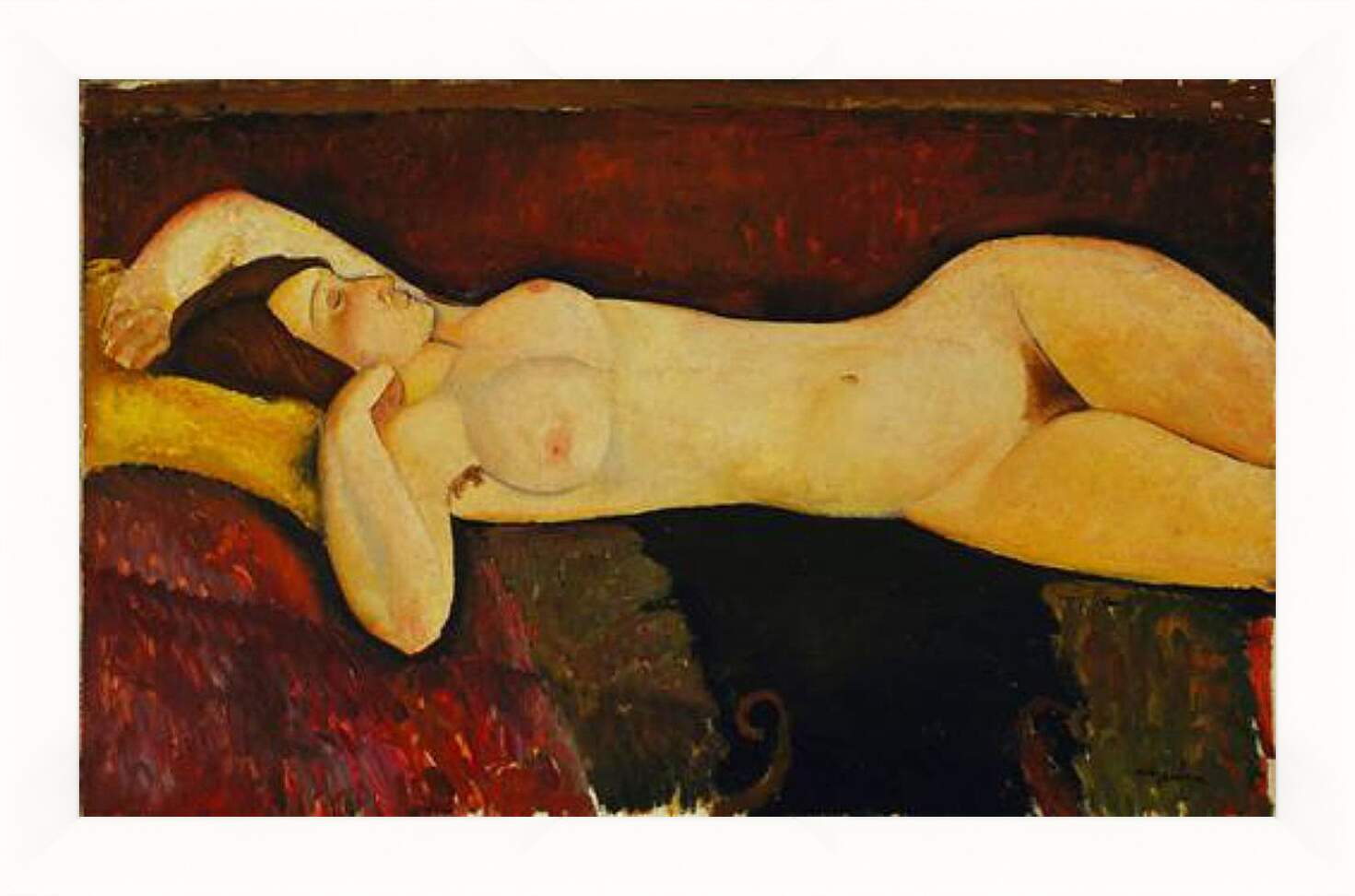 Картина в раме - Reclining Nude. Лежащая обнажённая 2. Амедео Модильяни