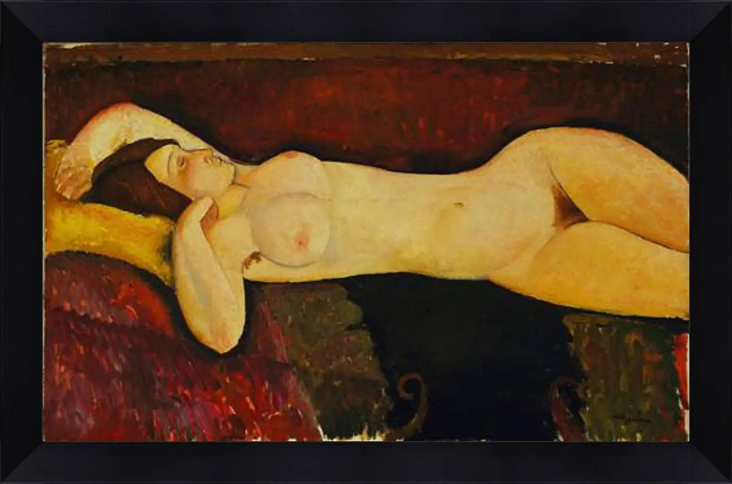 Картина в раме - Reclining Nude. Лежащая обнажённая 2. Амедео Модильяни