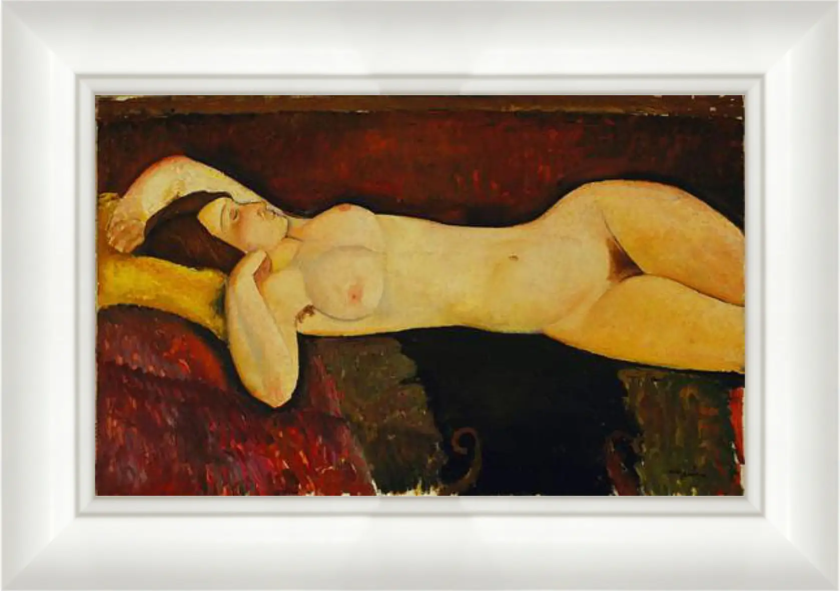 Картина в раме - Reclining Nude. Лежащая обнажённая 2. Амедео Модильяни