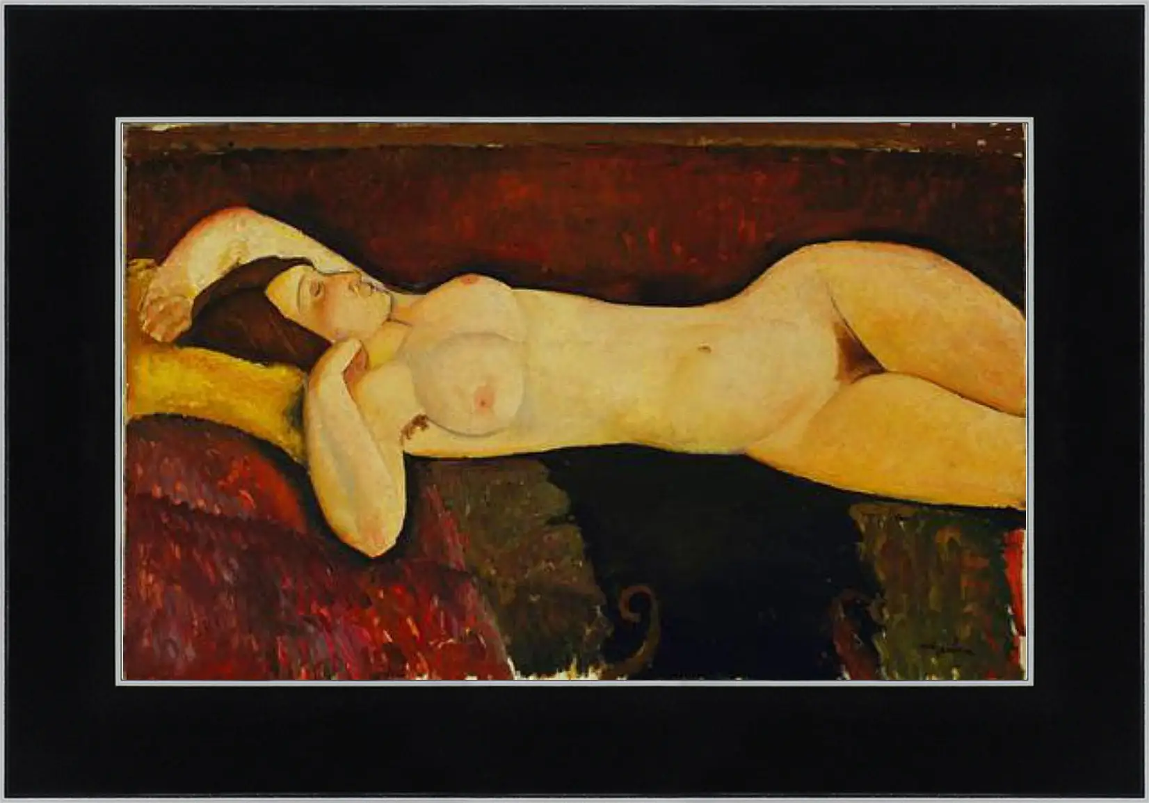 Картина в раме - Reclining Nude. Лежащая обнажённая 2. Амедео Модильяни