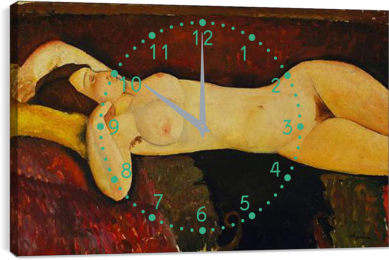 Часы картина - Reclining Nude. Лежащая обнажённая 2. Амедео Модильяни
