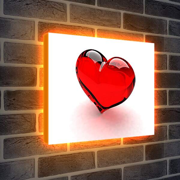 Лайтбокс световая панель - Стеклянное сердце