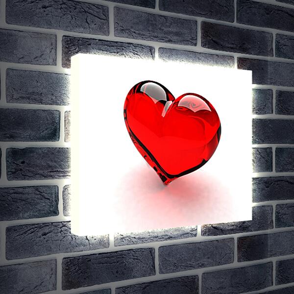 Лайтбокс световая панель - Стеклянное сердце
