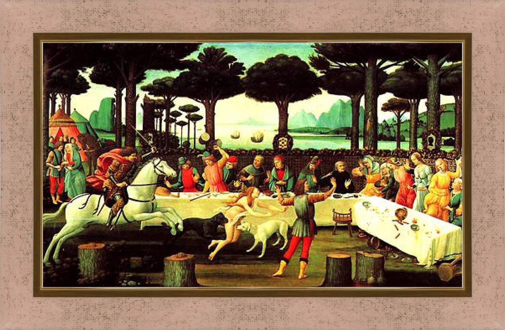 Картина в раме - The story of the Nastagio degli Onesti. Сандро Боттичелли