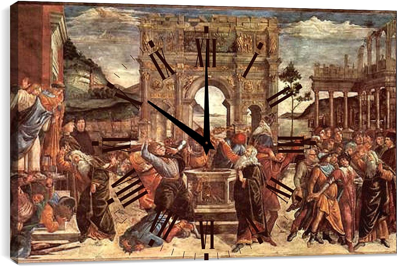 Часы картина - The punishment of the Leviter. Сандро Боттичелли