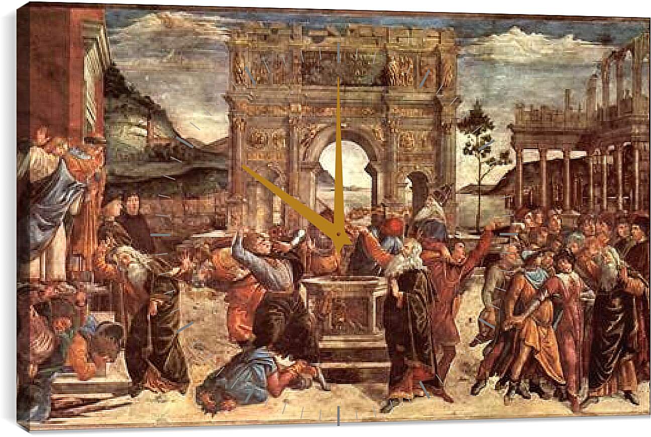 Часы картина - The punishment of the Leviter. Сандро Боттичелли