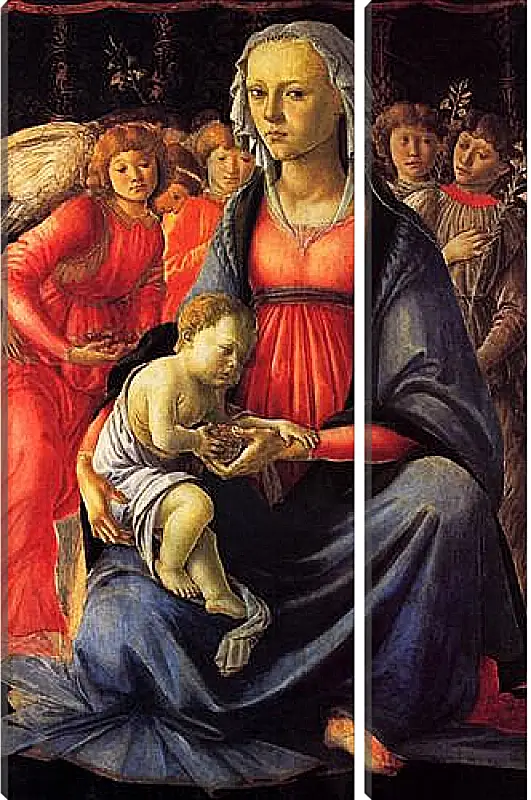 Модульная картина - The Virgin with the child and five angels. Сандро Боттичелли