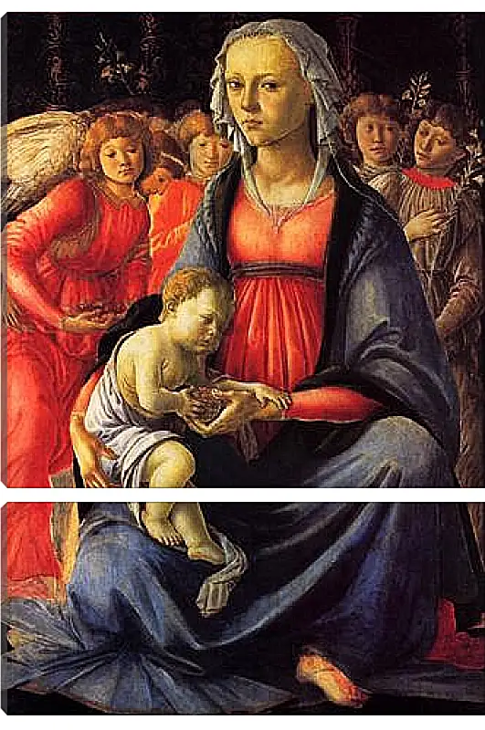 Модульная картина - The Virgin with the child and five angels. Сандро Боттичелли