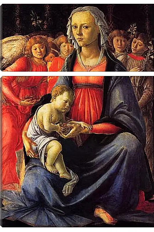 Модульная картина - The Virgin with the child and five angels. Сандро Боттичелли