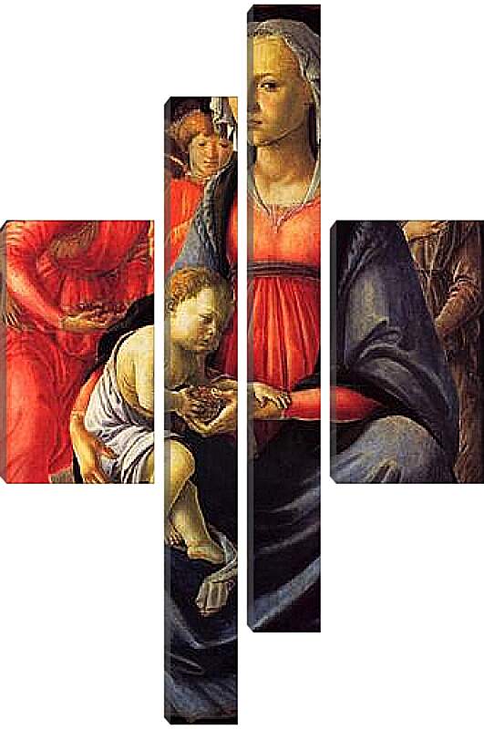 Модульная картина - The Virgin with the child and five angels. Сандро Боттичелли