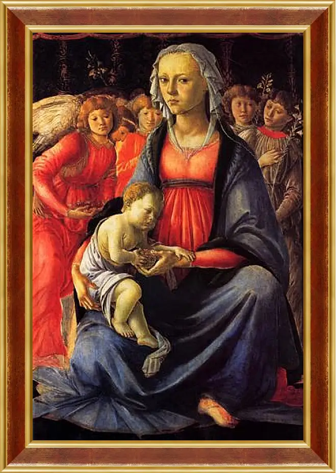 Картина в раме - The Virgin with the child and five angels. Сандро Боттичелли