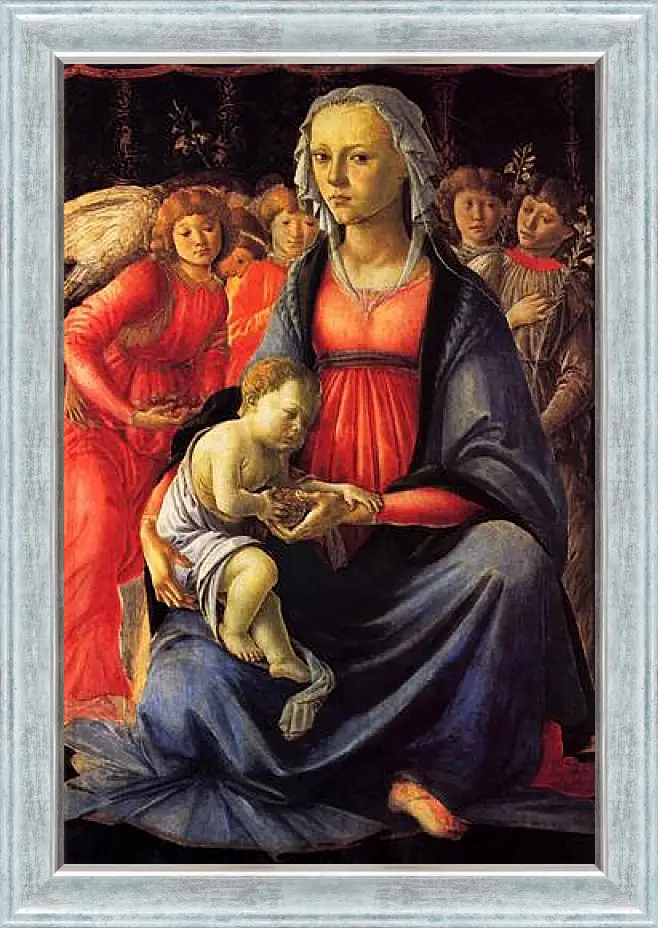 Картина в раме - The Virgin with the child and five angels. Сандро Боттичелли