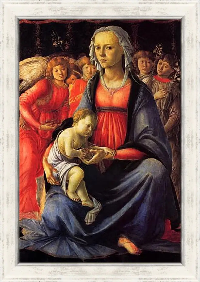 Картина в раме - The Virgin with the child and five angels. Сандро Боттичелли