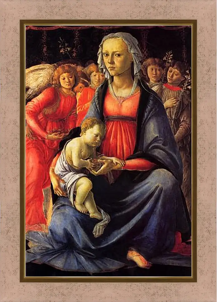 Картина в раме - The Virgin with the child and five angels. Сандро Боттичелли