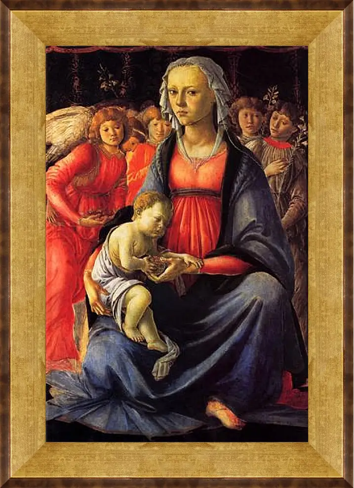 Картина в раме - The Virgin with the child and five angels. Сандро Боттичелли