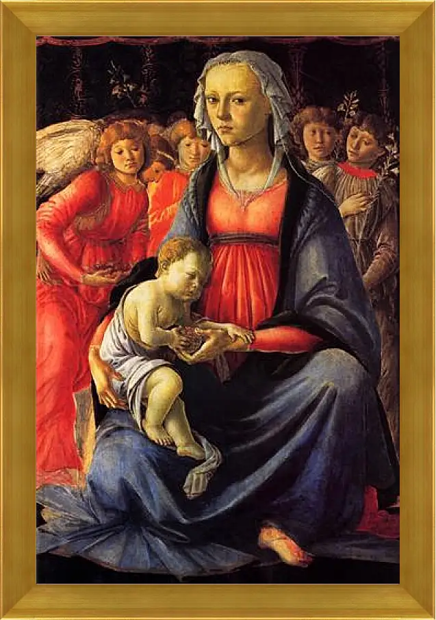 Картина в раме - The Virgin with the child and five angels. Сандро Боттичелли