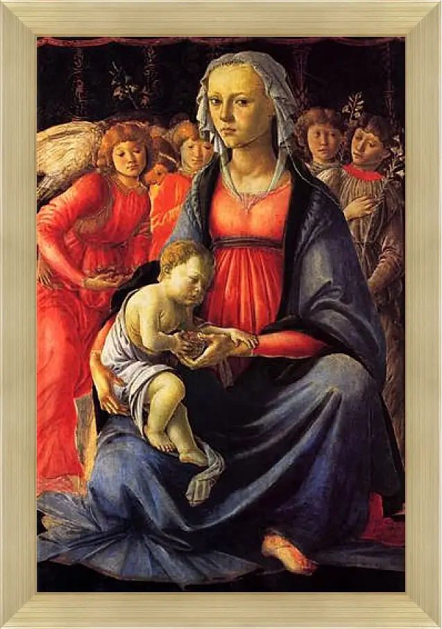 Картина в раме - The Virgin with the child and five angels. Сандро Боттичелли