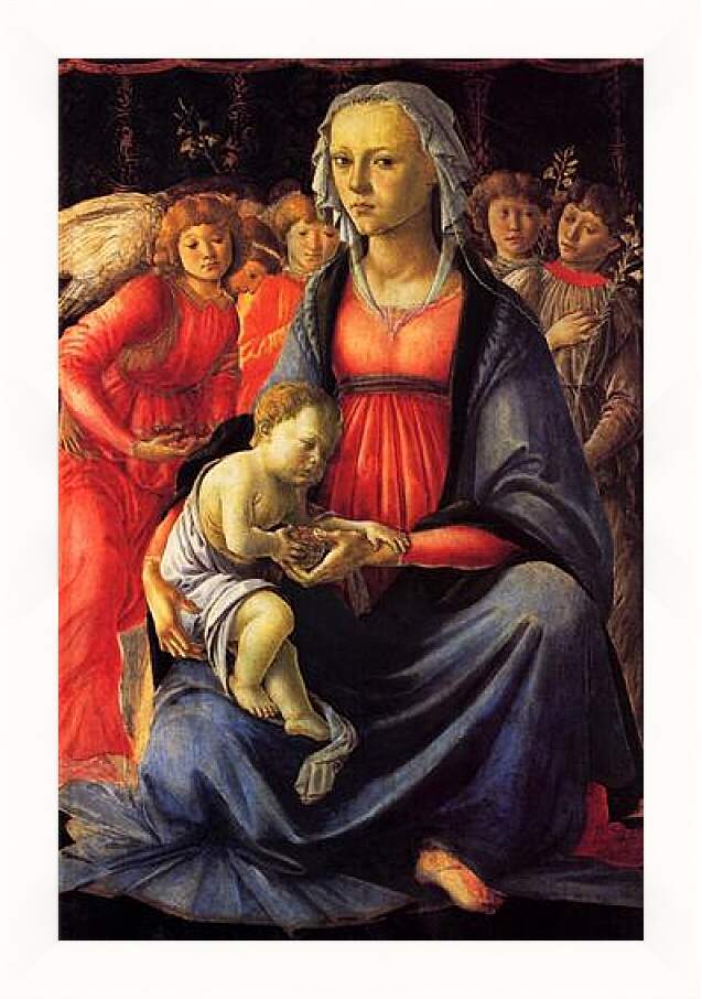 Картина в раме - The Virgin with the child and five angels. Сандро Боттичелли