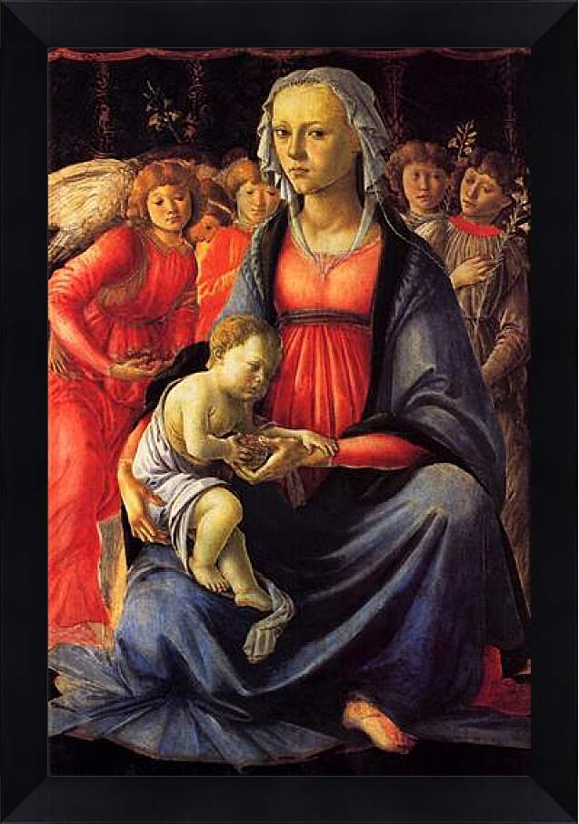 Картина в раме - The Virgin with the child and five angels. Сандро Боттичелли