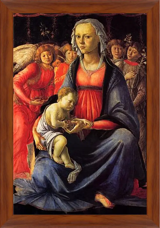 Картина в раме - The Virgin with the child and five angels. Сандро Боттичелли