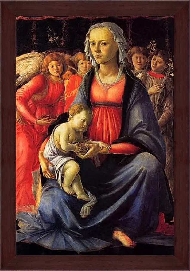 Картина в раме - The Virgin with the child and five angels. Сандро Боттичелли