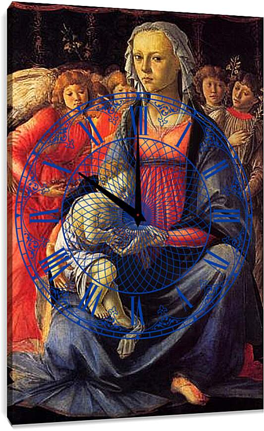 Часы картина - The Virgin with the child and five angels. Сандро Боттичелли