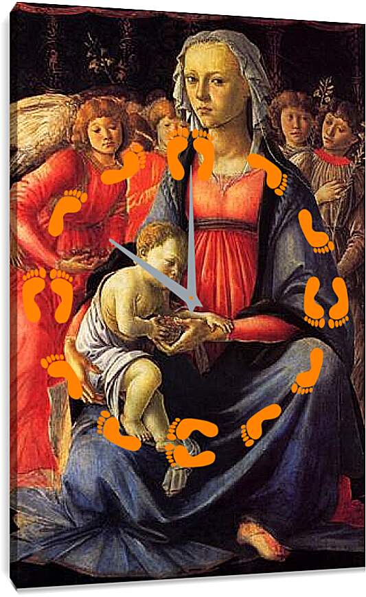 Часы картина - The Virgin with the child and five angels. Сандро Боттичелли