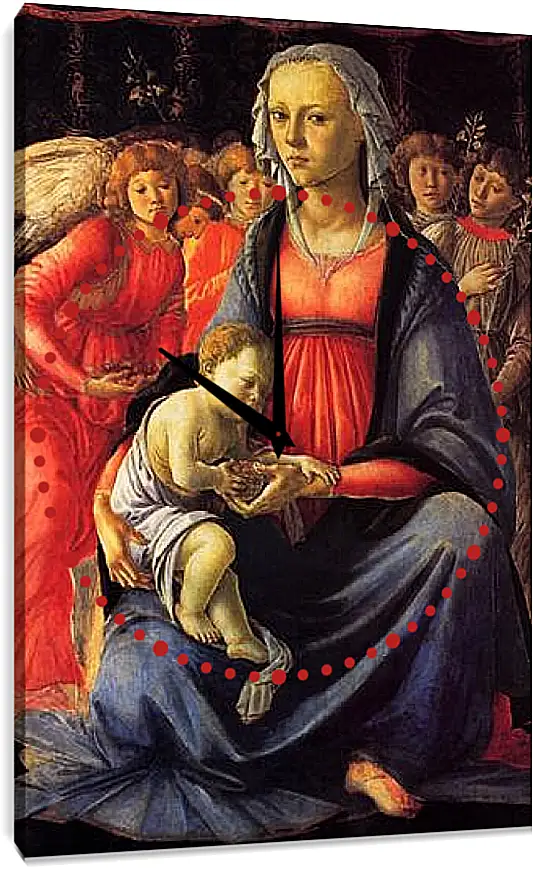 Часы картина - The Virgin with the child and five angels. Сандро Боттичелли