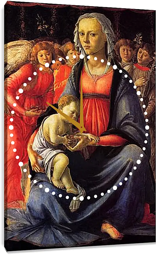 Часы картина - The Virgin with the child and five angels. Сандро Боттичелли