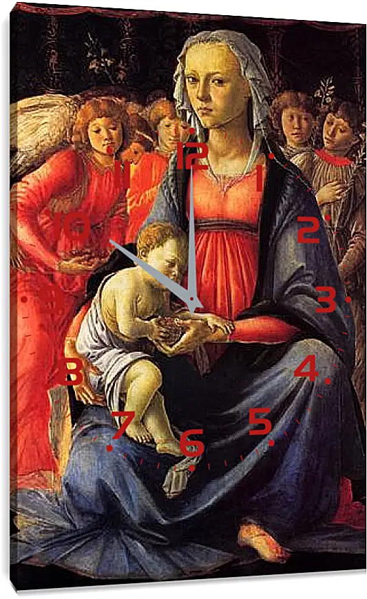 Часы картина - The Virgin with the child and five angels. Сандро Боттичелли