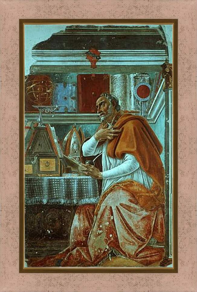 Картина в раме - St. Augustinus in prayer (2) Сандро Боттичелли