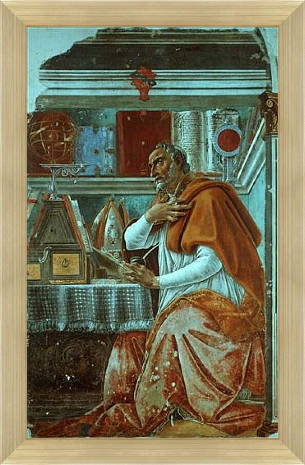Картина в раме - St. Augustinus in prayer (2) Сандро Боттичелли