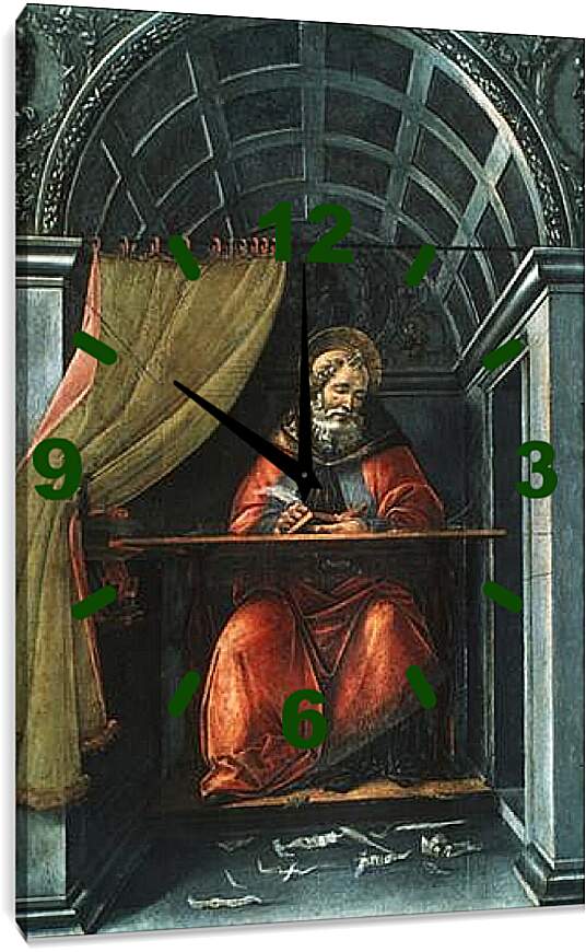 Часы картина - St. Augustinus in  prayer. Сандро Боттичелли